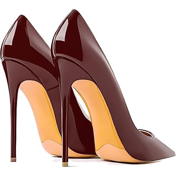 Qunvngutui Womens Size 11 Wine Red 5" High Heel Pointed Toe Stiletto Pumps Shoes - Picture 4 of 7